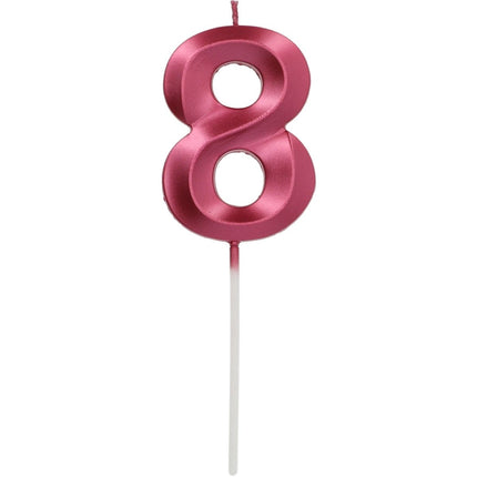 Roze Kaars 8 Jaar 5cm van Folat koop je bij Partywinkel