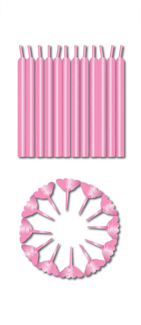 Roze Kaarsjes Houders 6cm 24st van Haza Witbaard koop je bij Partywinkel
