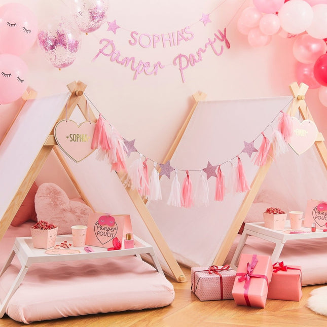 Roze Letterslinger Glitters 2,5m van Ginger Ray koop je bij Partywinkel