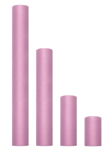 Roze Pastel Tule Rol 15cm 9m van Partydeco koop je bij Partywinkel