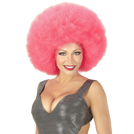 Roze Pruik Afro Extra Groot van Widmann koop je bij Partywinkel