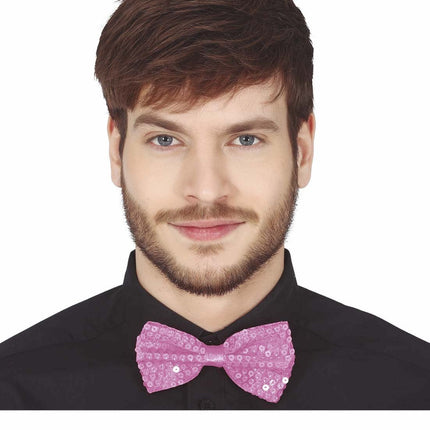 Roze Strik Pailletten 12cm van Fiestas Guirca koop je bij Partywinkel