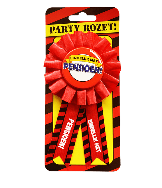 Rozet Eindelijk met Pensioen van Paper Dreams koop je bij Partywinkel