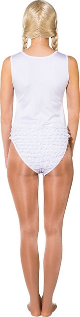 Ruffle bodysuit naadloos, wit Dames van Orlob koop je bij Partywinkel