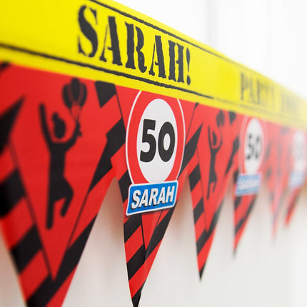 Sarah Afzetlint 50 jaar Verkeersbord 12m van Paper Dreams koop je bij Partywinkel