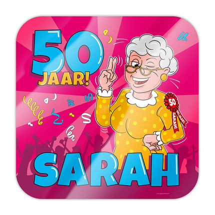 Sarah Deurbord 50 Jaar Cartoon 50cm van Paper Dreams koop je bij Partywinkel