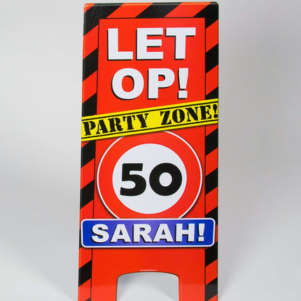 Sarah Warning Sign 50 Jaar 62,5cm van Paper Dreams koop je bij Partywinkel
