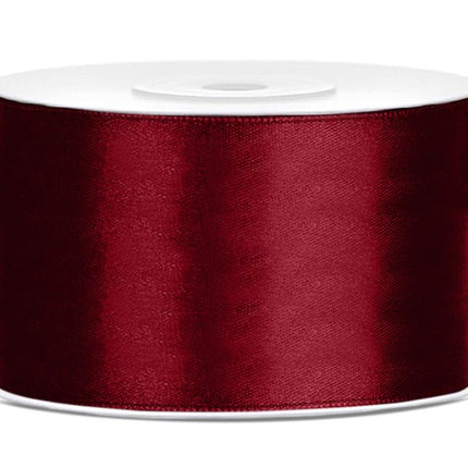 Satijn Lint Bordeaux Rood 38mm 25m van Partydeco koop je bij Partywinkel