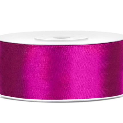 Satijn Lint Fuchsia Donker 25mm 25m van Partydeco koop je bij Partywinkel