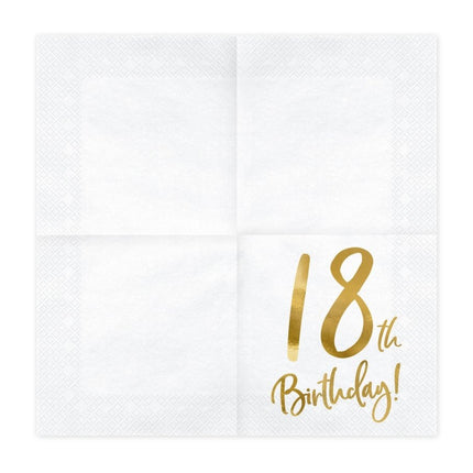 Servetten 18 Jaar Wit 33cm 20st van Partydeco koop je bij Partywinkel