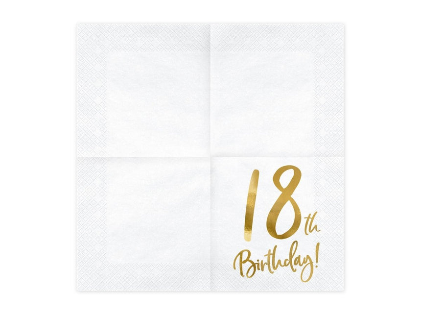 Servetten 18 Jaar Wit 33cm 20st van Partydeco koop je bij Partywinkel