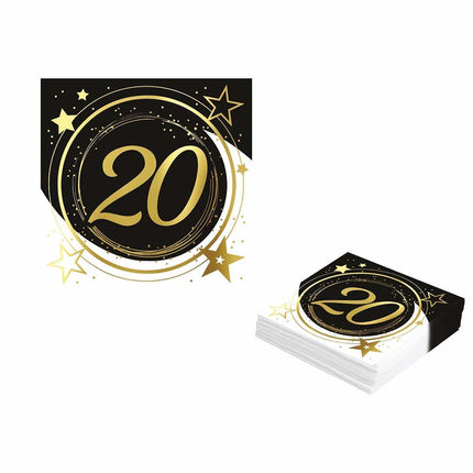 Servetten 20 Jaar 33cm 12st van Fiestas Guirca koop je bij Partywinkel