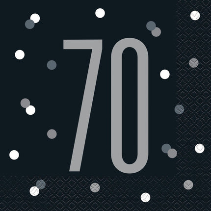Servetten 70 Jaar Zwart 33cm 16st van Unique koop je bij Partywinkel