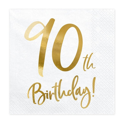 Servetten 90 Jaar Wit 33cm 20st van Partydeco koop je bij Partywinkel