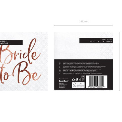 Servetten Bride To Be 33cm 20st van Partydeco koop je bij Partywinkel