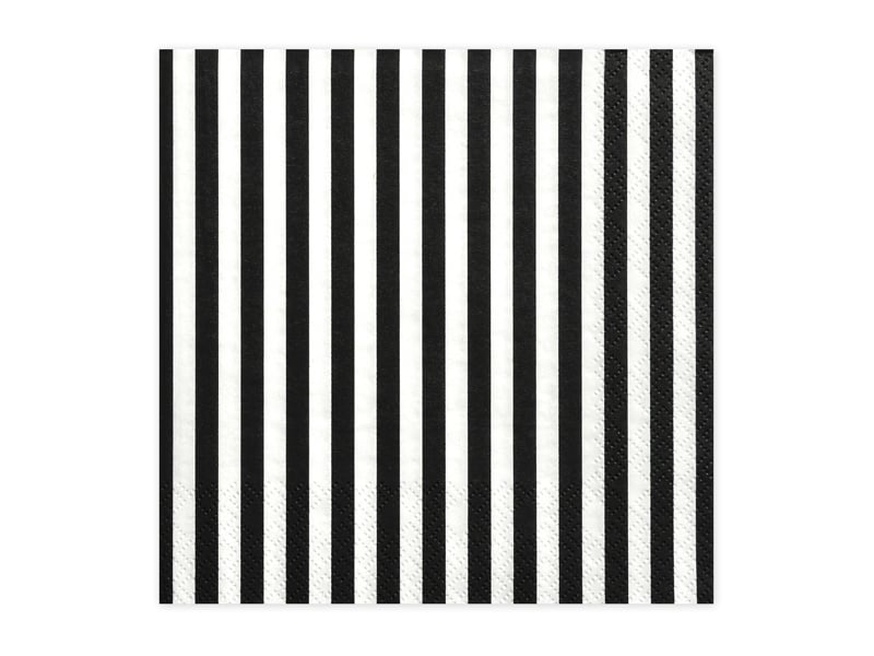 Servetten Gestreept Zwart 33cm 20st van Partydeco koop je bij Partywinkel