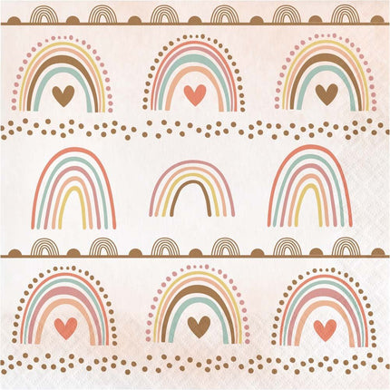 Servetten Regenboog Hartjes 16st van Creative Converting koop je bij Partywinkel