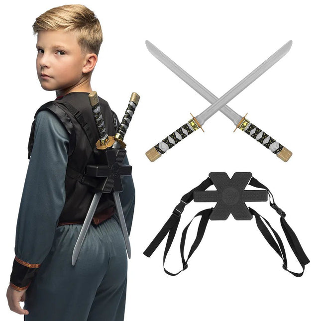 Set 2 ninjazwaarden met houder (52 cm) van Boland koop je bij Partywinkel