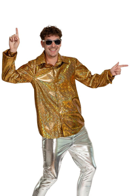 Shiny Disco Shirt Goud van Partychimp koop je bij Partywinkel