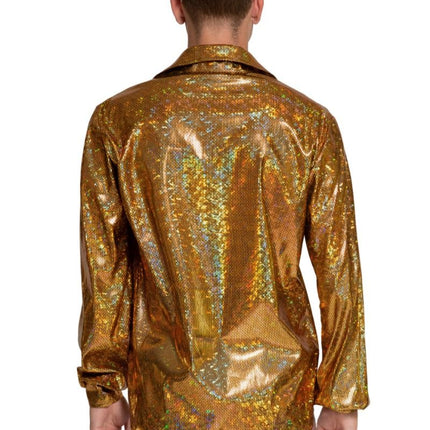 Shiny Disco Shirt Goud van Partychimp koop je bij Partywinkel
