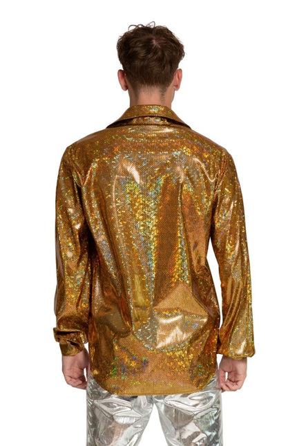Shiny Disco Shirt Goud van Partychimp koop je bij Partywinkel
