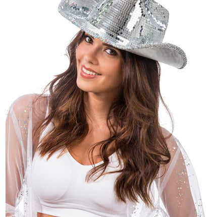 Hopeinen Discobal-cowboyhattu