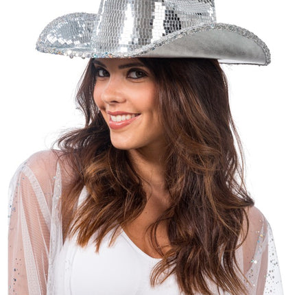 Hopeinen Discobal-cowboyhattu