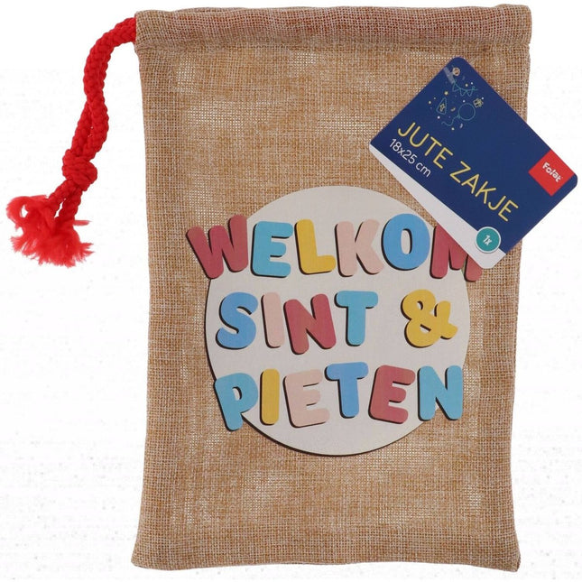 Sinterklaas Uitdeeltasje Jute 25cm van Folat koop je bij Partywinkel