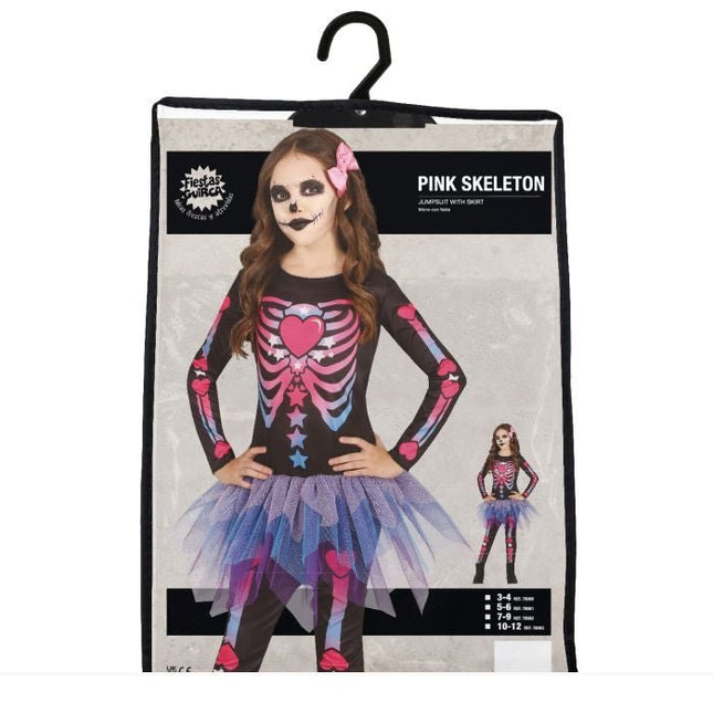 Skelet Halloween Kostuum Meisje Roze van Fiestas Guirca koop je bij Partywinkel