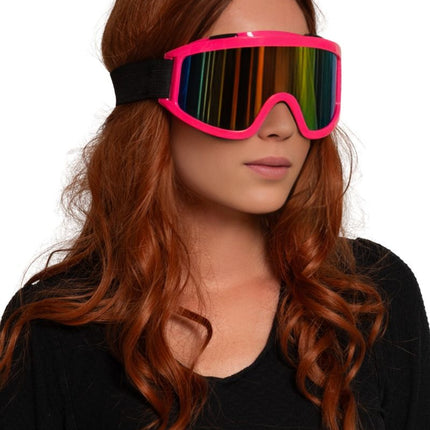 Skibril Neon Roze van Partychimp koop je bij Partywinkel