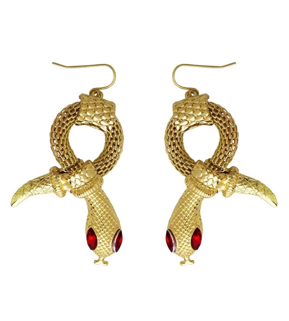 Slang Oorbellen Goud Rode Ogen van Widmann koop je bij Partywinkel