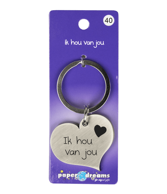 Sleutelhanger Ik Hou Van Jou Hart 10cm van Paper Dreams koop je bij Partywinkel