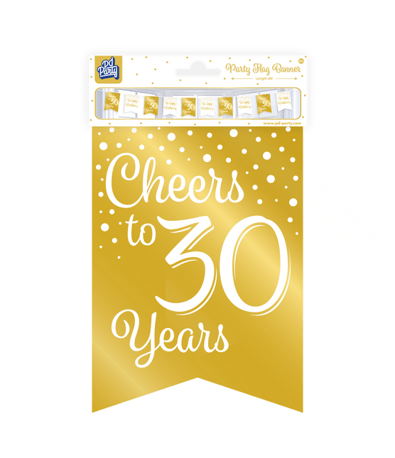 Slinger 30 Jaar Goud Wit 6m van Paper Dreams koop je bij Partywinkel