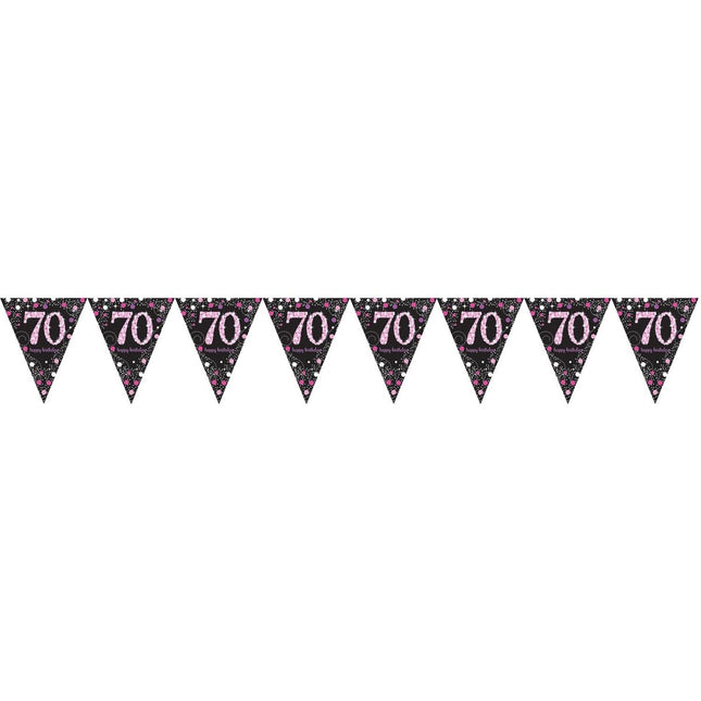 Slingers 70 Jaar Happy Birthday Roze 4m van Riethmueller koop je bij Partywinkel