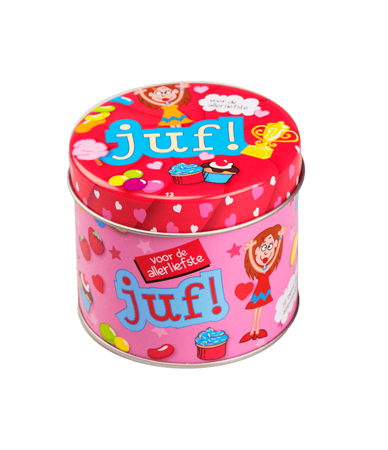 Snoepblik Juf 9cm van Paper Dreams koop je bij Partywinkel