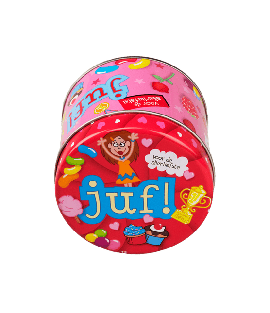 Snoepblik Juf 9cm van Paper Dreams koop je bij Partywinkel