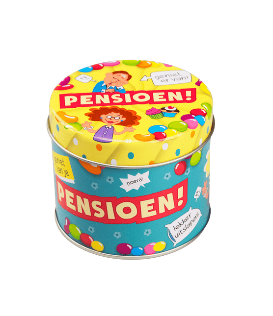 Snoepblik Pensioen 9cm van Paper Dreams koop je bij Partywinkel