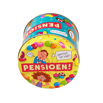 Snoepblik Pensioen 9cm van Paper Dreams koop je bij Partywinkel
