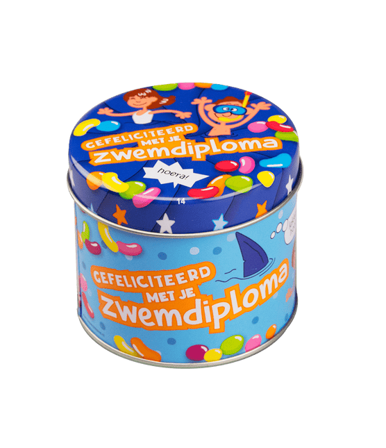 Snoepblik Zwemdiploma 9cm van Paper Dreams koop je bij Partywinkel