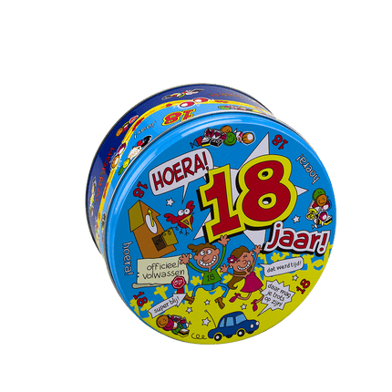 Snoeptrommel 18 Jaar 14cm van Paper Dreams koop je bij Partywinkel