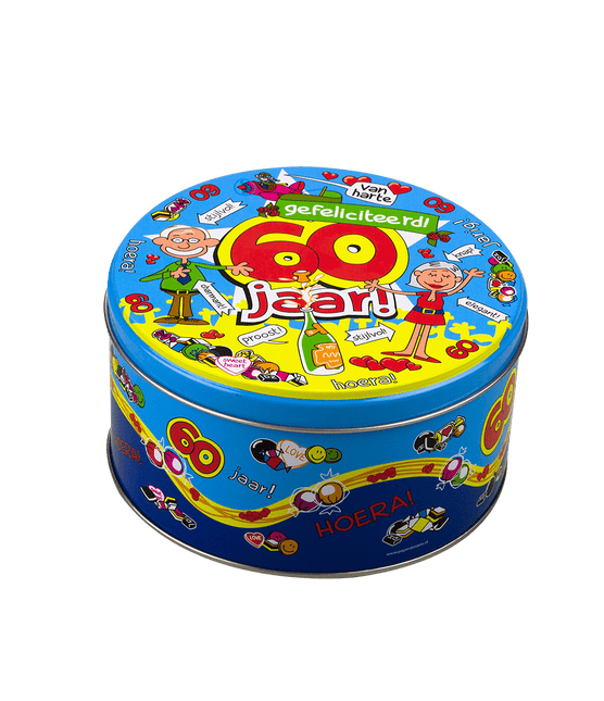 Snoeptrommel 60 Jaar 14cm van Paper Dreams koop je bij Partywinkel