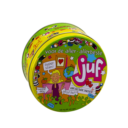 Snoeptrommel Juf 14cm van Paper Dreams koop je bij Partywinkel