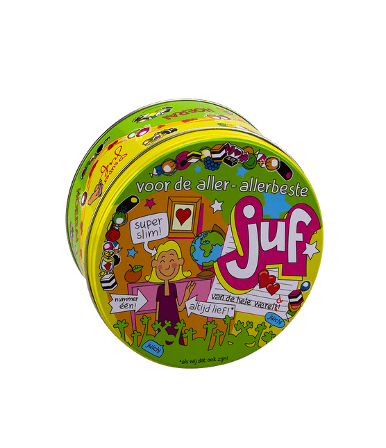 Snoeptrommel Juf 14cm van Paper Dreams koop je bij Partywinkel