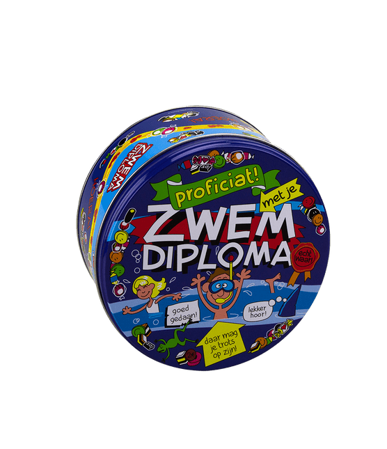 Snoeptrommel Zwemdiploma 14cm van Paper Dreams koop je bij Partywinkel