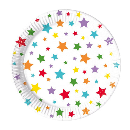 Ster Borden Gekleurd 20cm 8st van Procos koop je bij Partywinkel