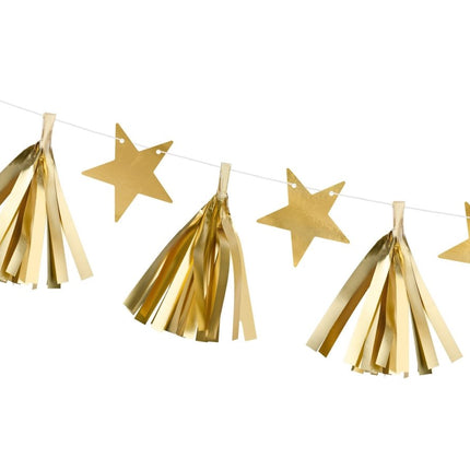 Sterren Tassel Slinger Goud 1,3m van Partydeco koop je bij Partywinkel