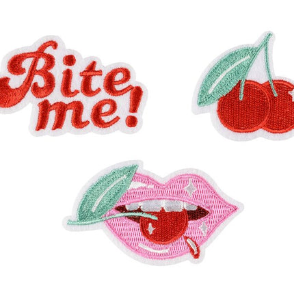 Stijk Embleem Bite Me 3st van Partydeco koop je bij Partywinkel