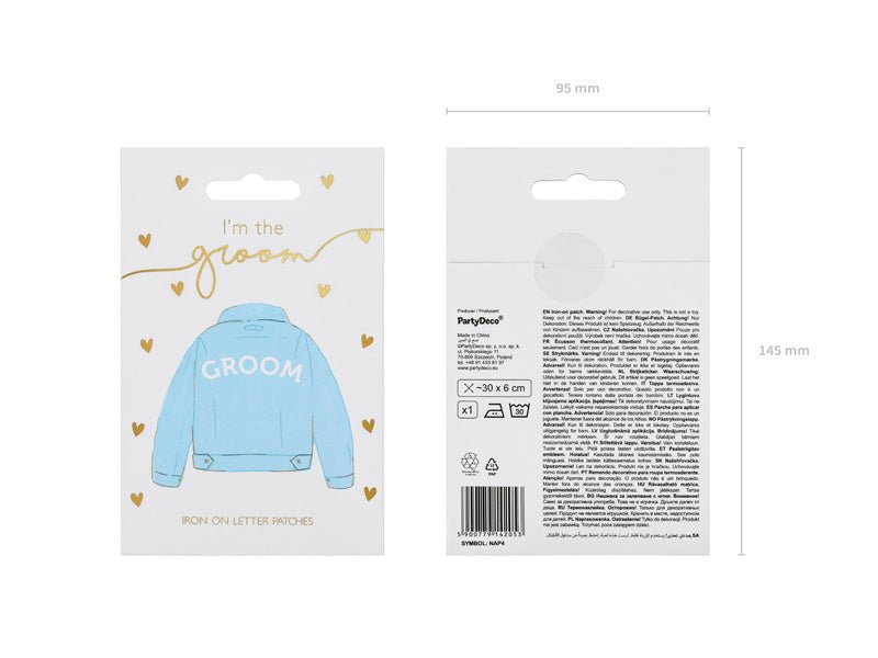Strijk Embleem Groom 30cm van Partydeco koop je bij Partywinkel