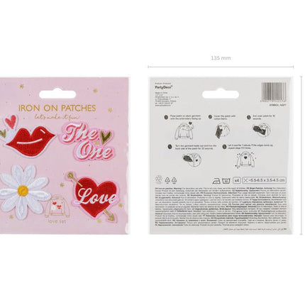 Strijk Embleem Love 4st van Partydeco koop je bij Partywinkel