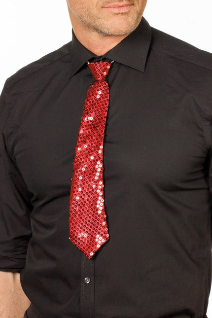 Rode Stropdas Pailletten van Wilbers & Wilbers koop je bij Partywinkel